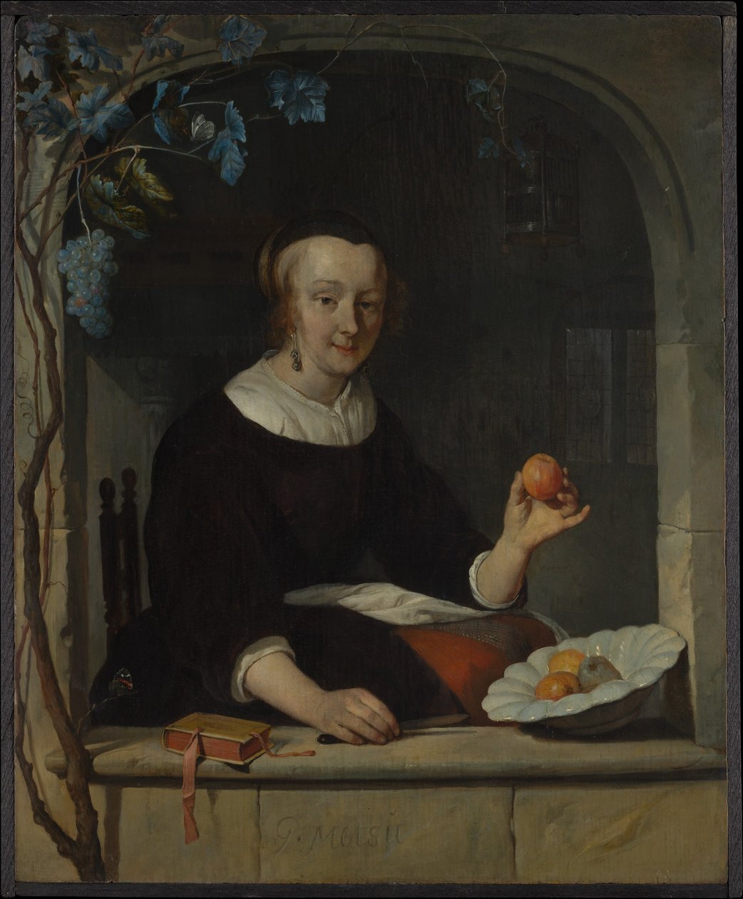 Una donna seduta alla finestra da Gabriel Metsu