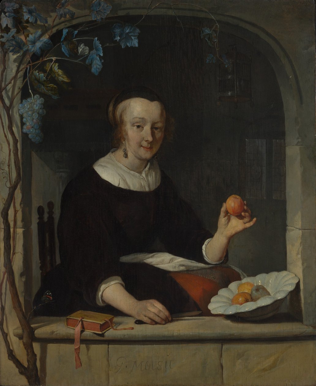 Una donna seduta alla finestra, primi anni 1660 da Gabriel Metsu