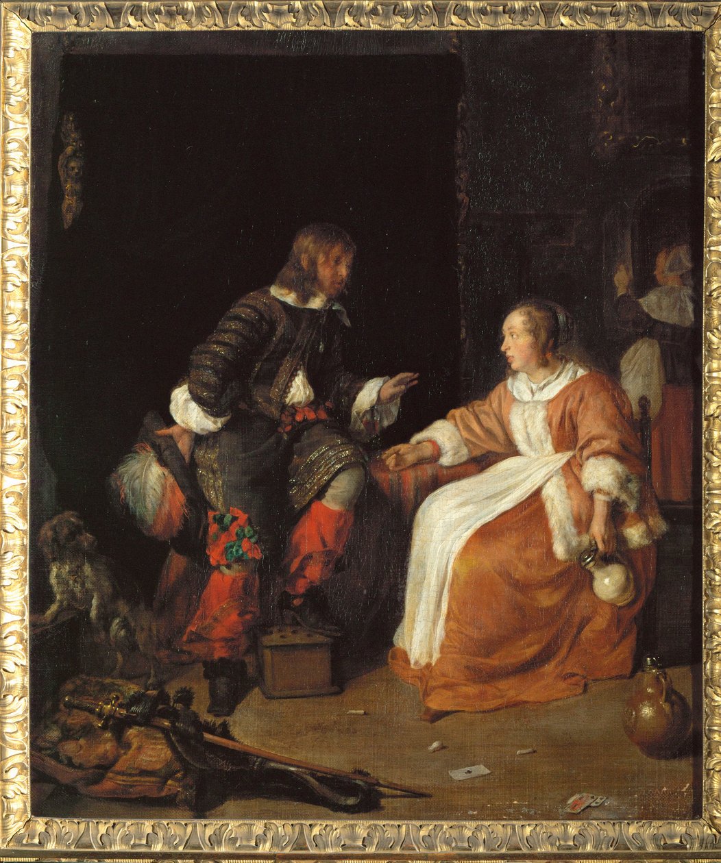 Signora e ufficiale (olio su tela) da Gabriel Metsu