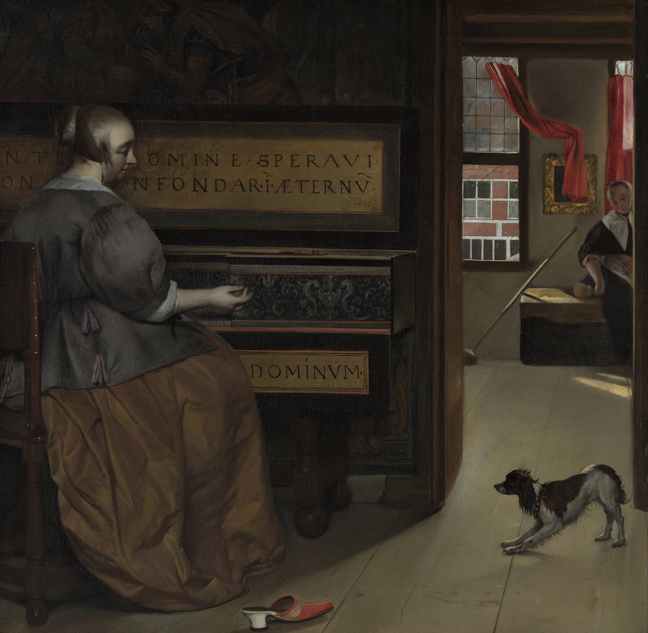 Dama al virginale, 1660-67 circa (olio su tela) da Gabriel Metsu