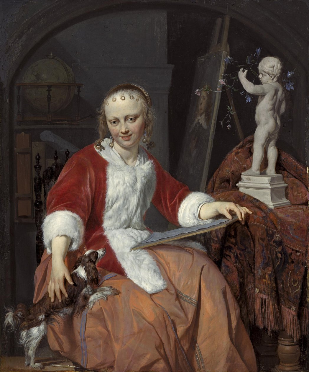 Ritratto di Isabella de Wolff (....-1718) in veste di artista da Gabriel Metsu