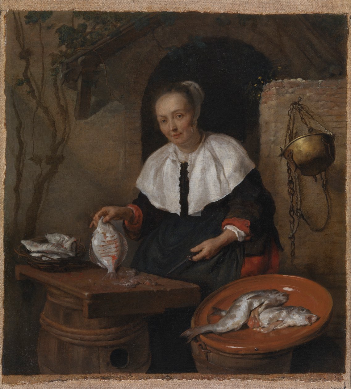 Donna che pulisce il pesce da Gabriel Metsu