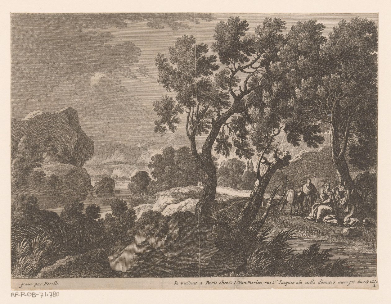 Paesaggio con riposo durante la fuga in Egitto da Gabriel Perelle