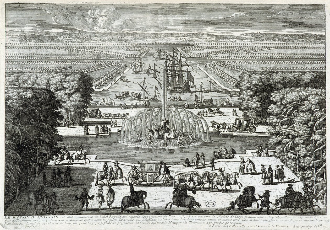 La vasca di Apollo nei giardini del castello di Versailles - di Perelle, fine XVII secolo da Gabriel Perelle