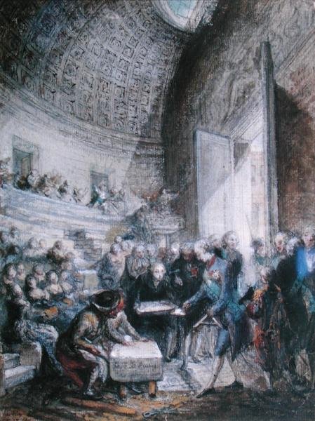 Luigi XVI (1754-93) che posa la prima pietra dell