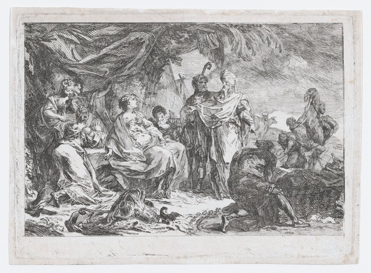 Labano alla ricerca dei suoi Dei Domestici, ca. 1753 da Gabriel de Saint Aubin
