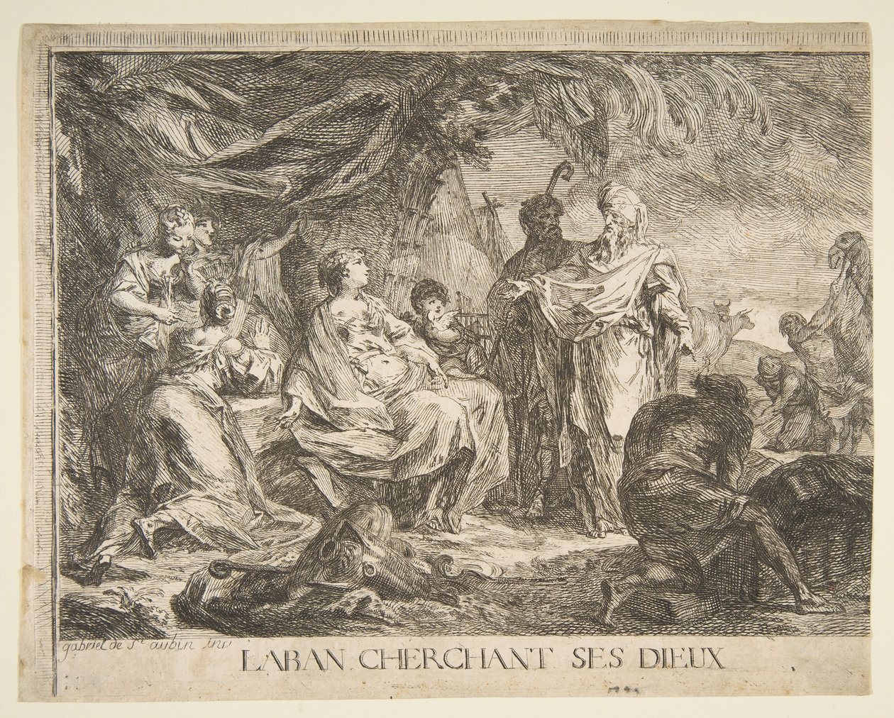 Laban cerca i suoi dei da Gabriel de Saint Aubin