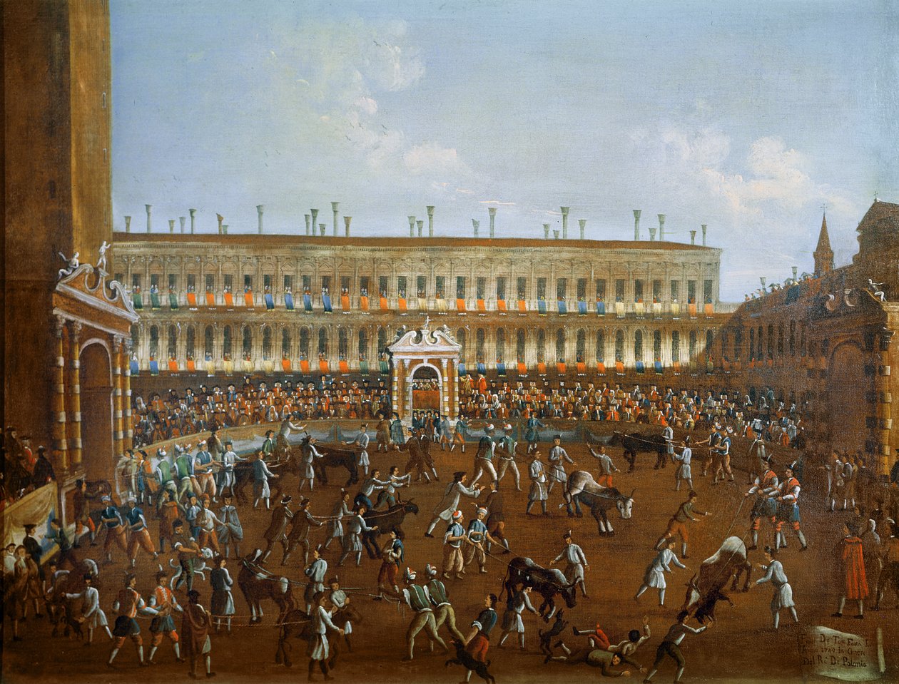 Corrida in onore del principe di Polonia, Federico Cristiano, 1740 da Gabriele Bella
