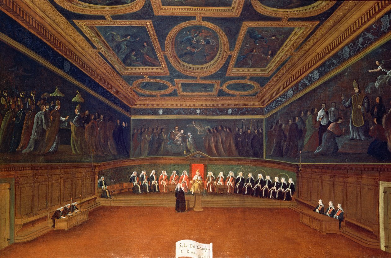 La sala del Consiglio dei Dieci, Palazzo Ducale, Venezia da Gabriele Bella