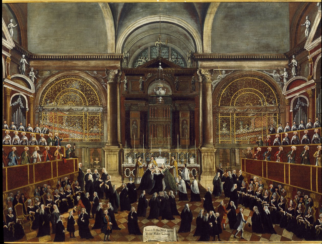 Cerimonia di vestizione di una suora nella Chiesa di San Lorenzo a Venezia (dettaglio). Dipinto di Gabriele Bella, 1789. Venezia, Fondazione Querini Stampalia da Gabriele Bella
