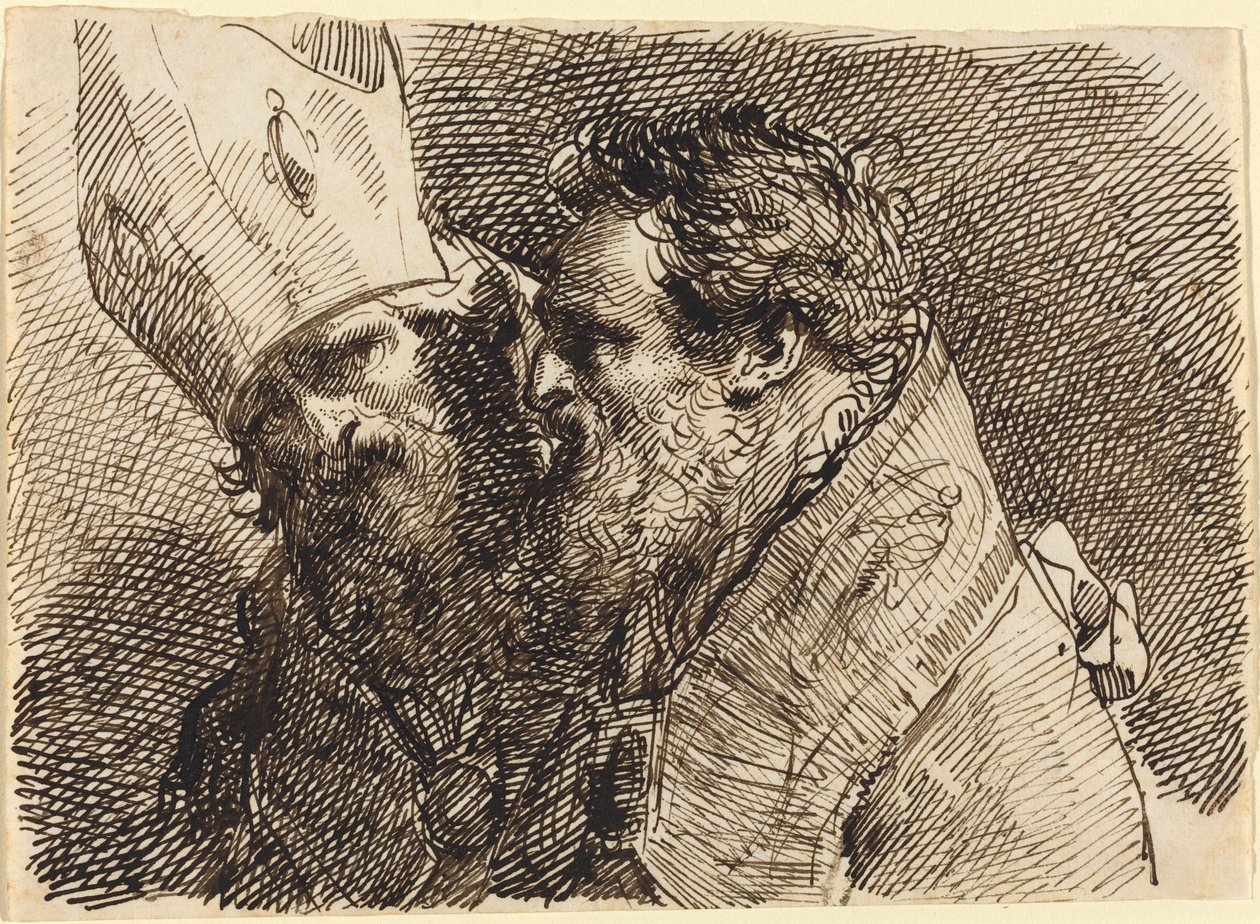 Teste di due vescovi da Gaetano Gandolfi