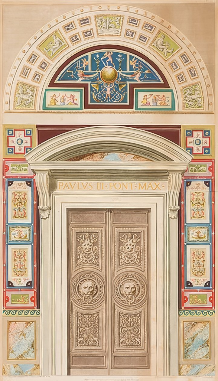 Porta, cornice e lunetta della Loggia I da Gaetano Savorelli