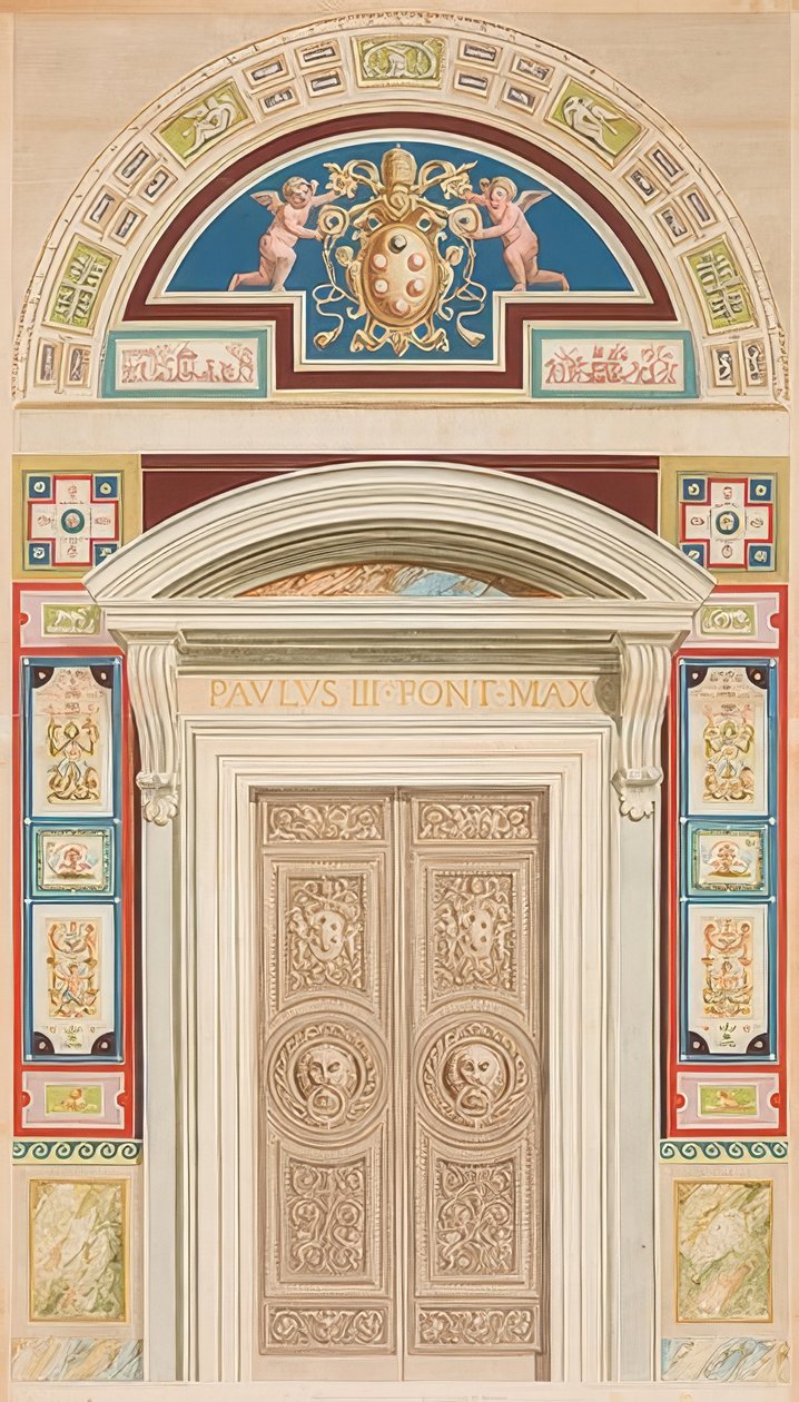 Porta, cornice e lunetta della Loggia XIII da Gaetano Savorelli