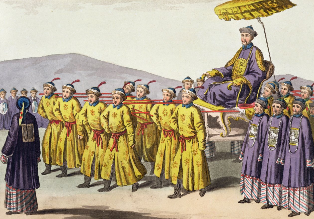 Imperatore Chien Lung portato in trionfo, tavola 18 da Le Costume Ancien et Moderne da Gaetano Zancon