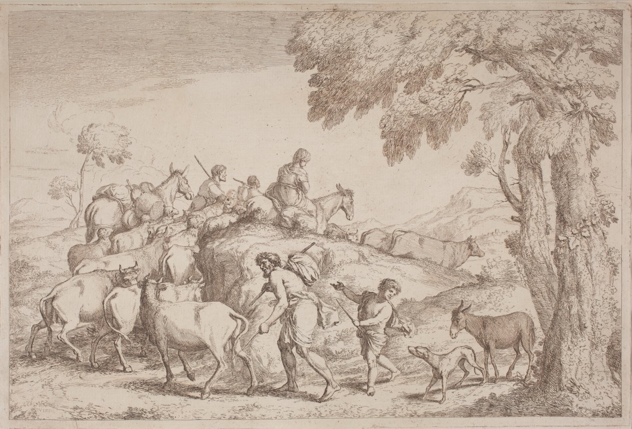Un pastore anziano visto da dietro da Gaetano Zompini, after Giovanni Benedetto Castiglione