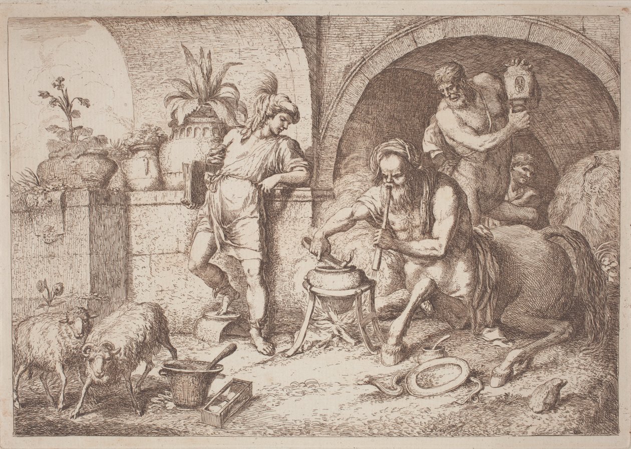 Chirone insegna la magia ad Achille da Gaetano Zompini, after Giovanni Benedetto Castiglione