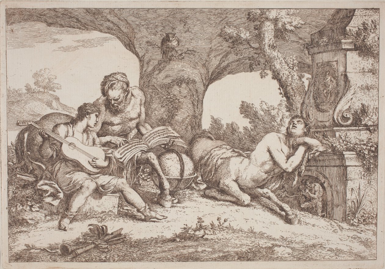 Chirone insegna musica ad Achille da Gaetano Zompini, after Giovanni Benedetto Castiglione