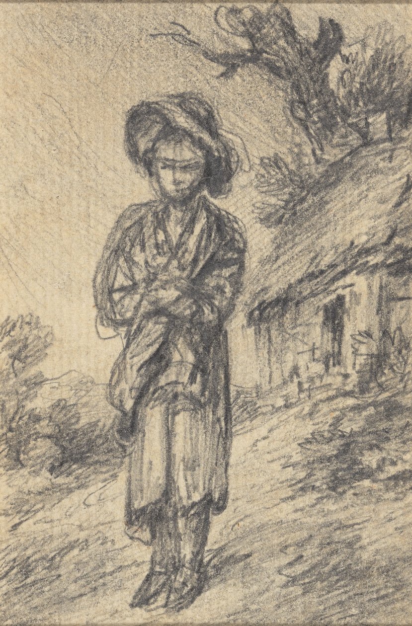 Ragazzo in Piedi Vicino a un Cottage da Gainsborough Dupont