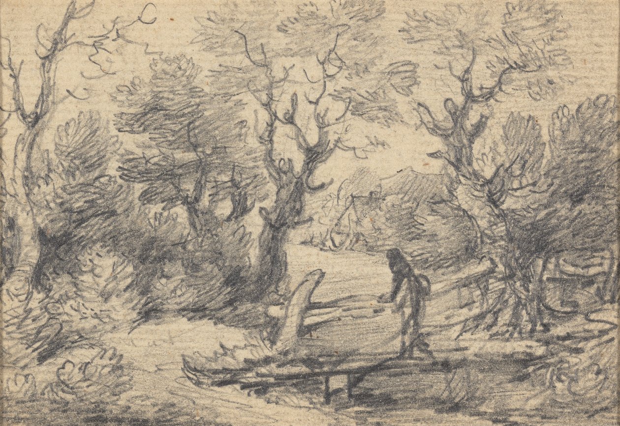 Paesaggio con figura su un ponte pedonale da Gainsborough Dupont