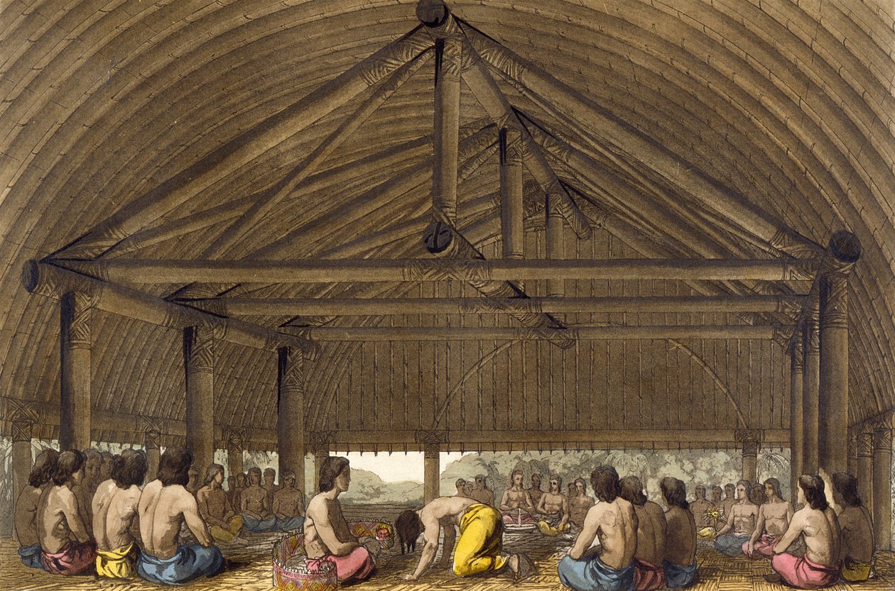 Pulaho, re delle Isole Amiche che beve Kava, illustrazione da una raccolta di libri di viaggio del XIX secolo da Gallo Gallina