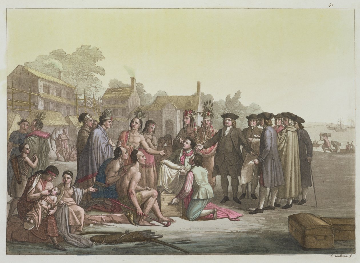 William Penn negozia il trattato che porta alla fondazione della Pennsylvania, da 