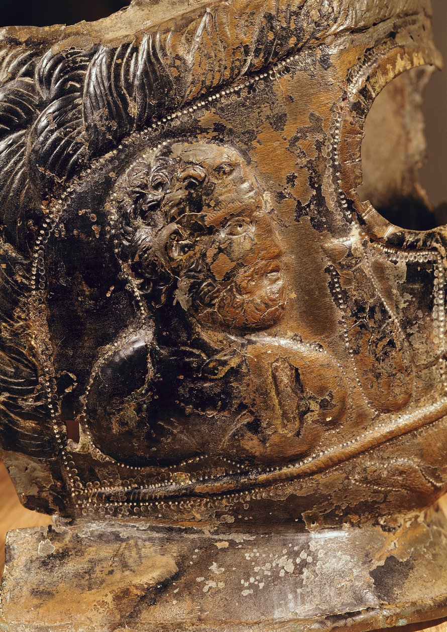 Dettaglio di una maschera da gladiatore da Gallo-Roman