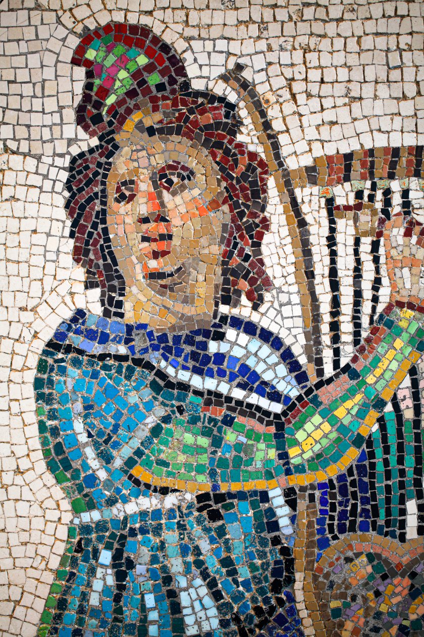 Mosaico romano raffigurante Orfeo che suona la lira da Gallo-Roman