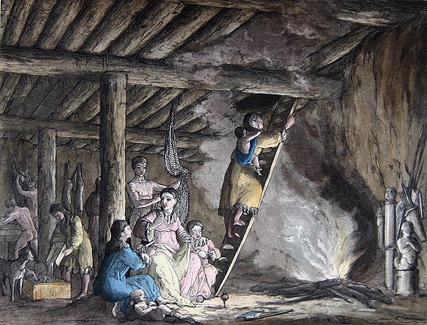 Interno di una yurta in Kamchatka, illustrazione da 