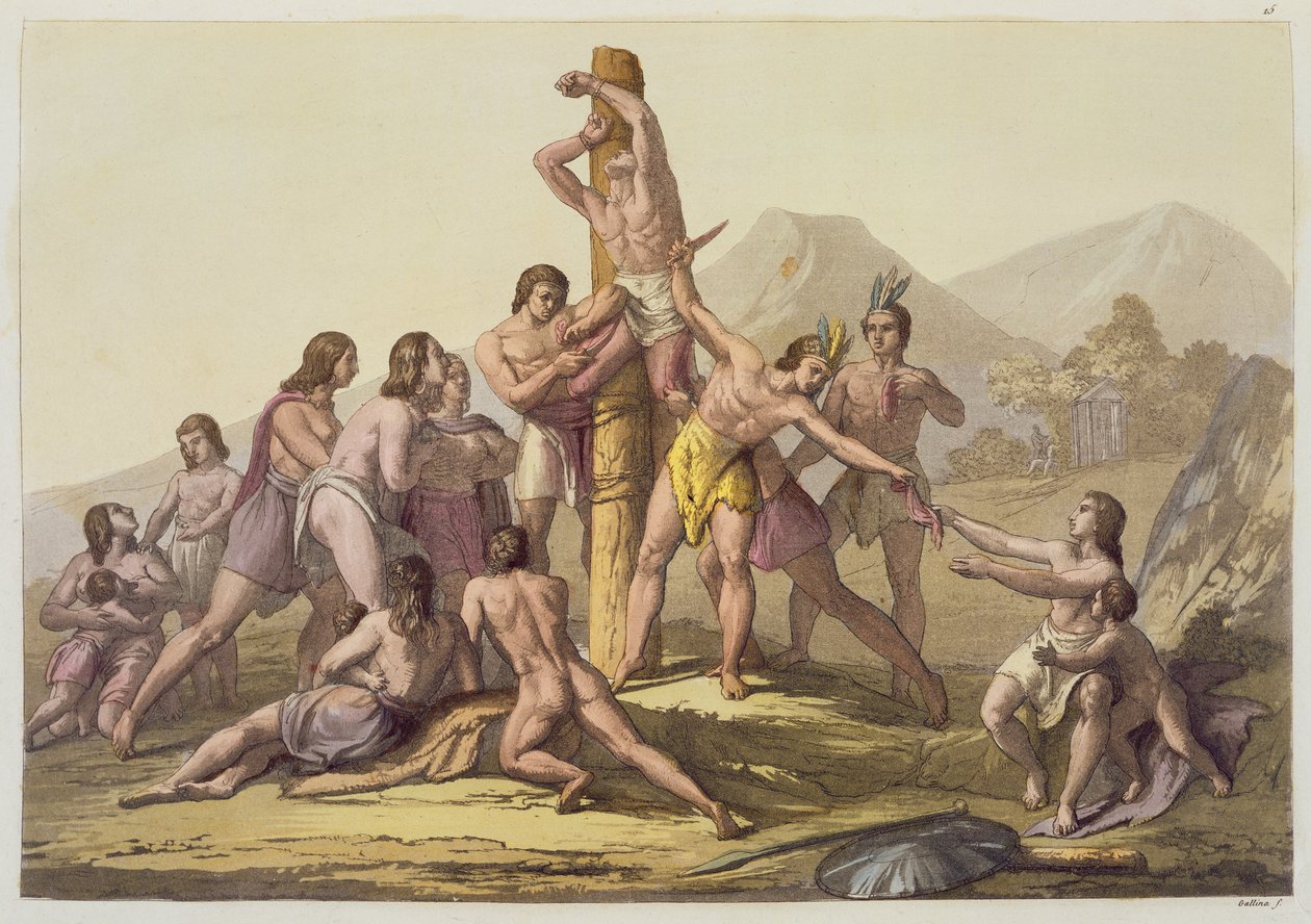 Indiani peruviani che fanno un sacrificio, da 