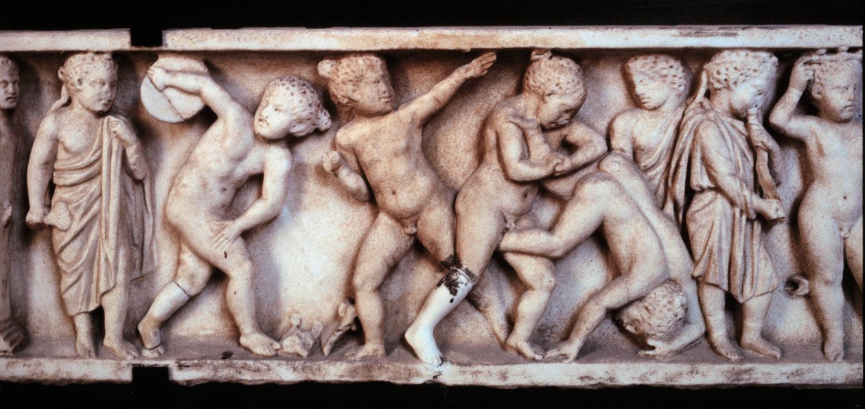 Arte gallo-romana: fregio di marmo da un sarcofago che raffigura bambini che giocano. Parigi, Museo del Louvre da Gallo Roman Gallo Roman