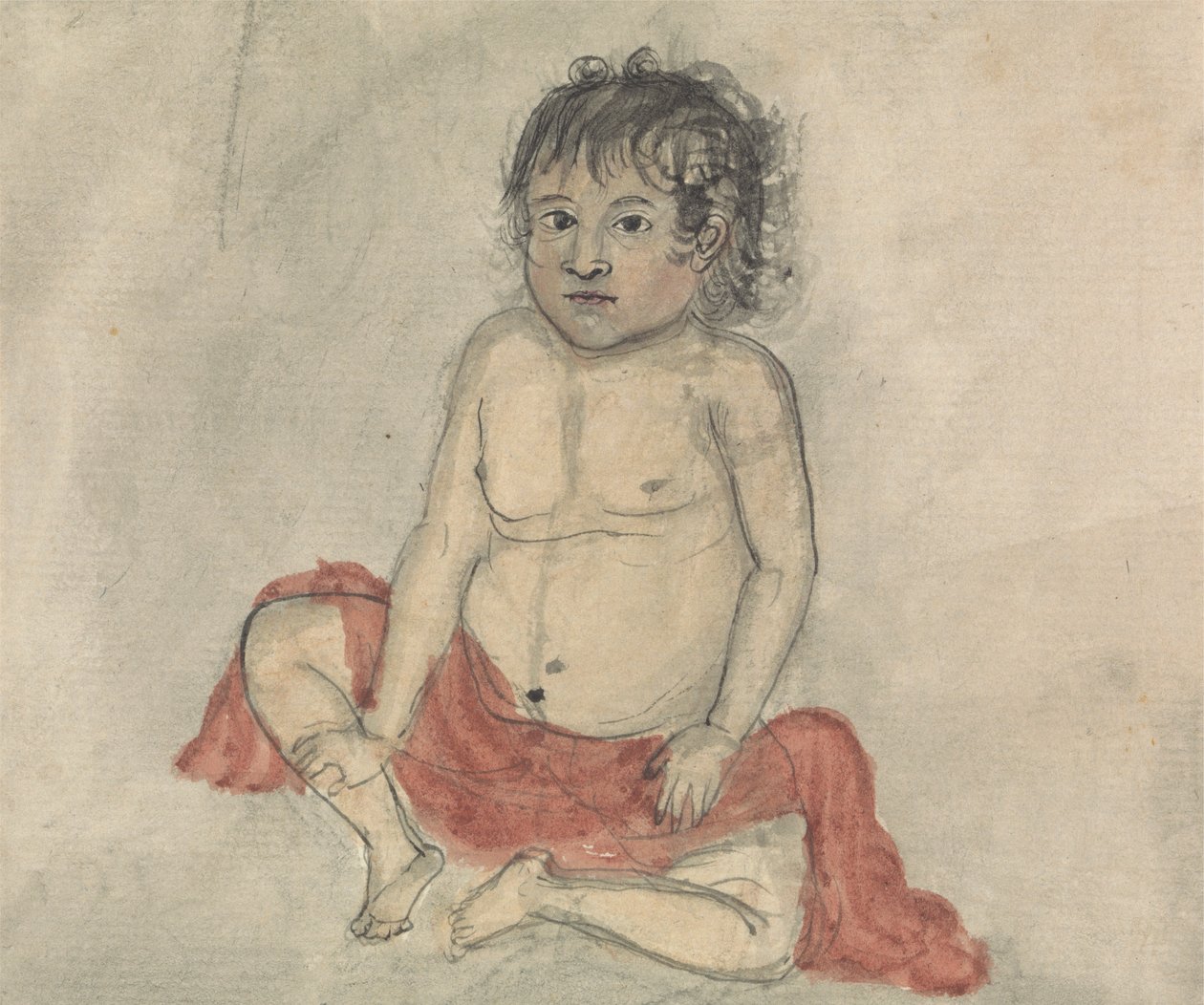 Bambino con un panno rosso da Gangaram Chintaman Tambat