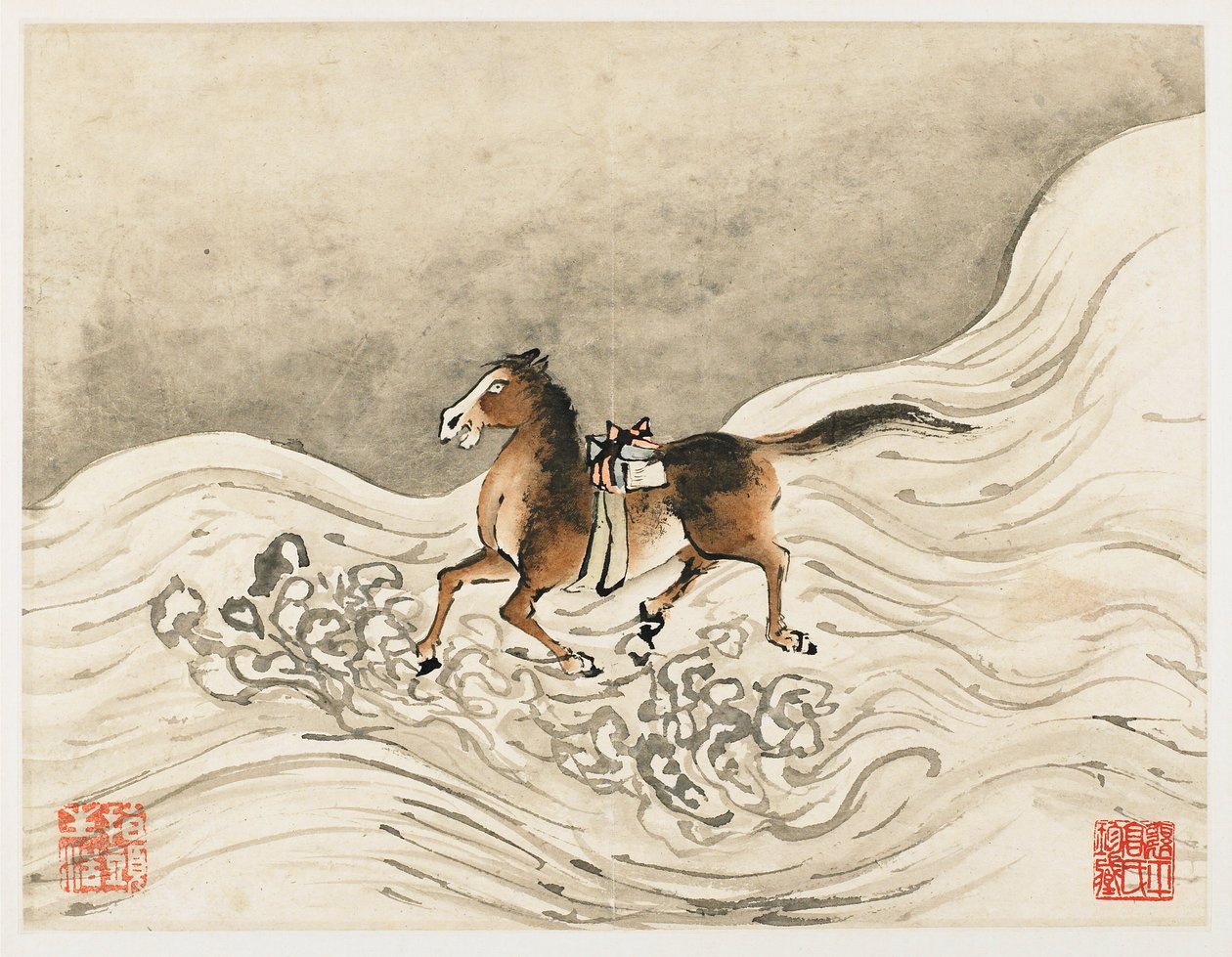 Pittura con le dita, da un album di dieci fogli da Gao Qipei