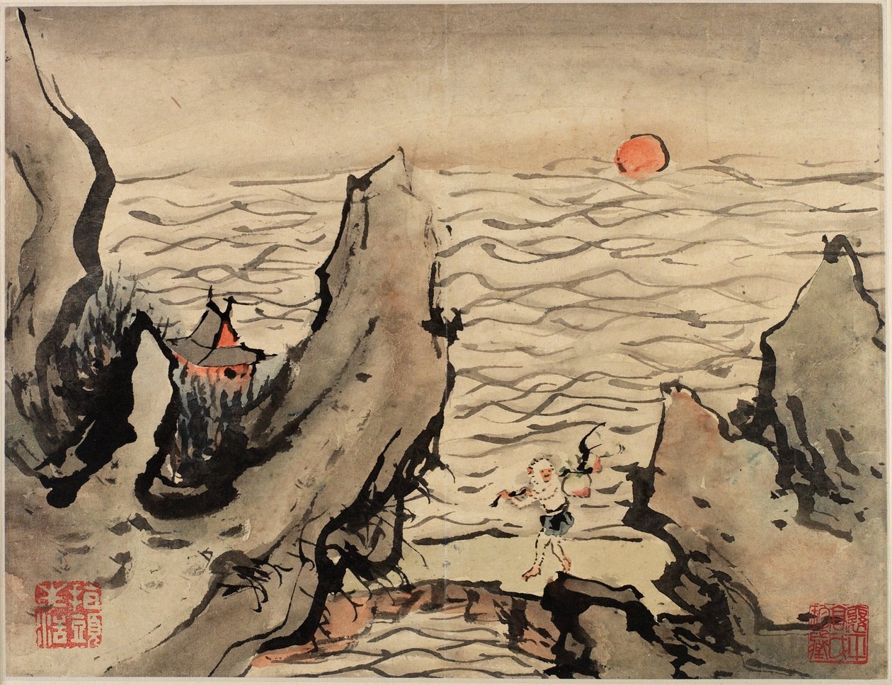 Pittura con le dita, da un album di dieci fogli da Gao Qipei