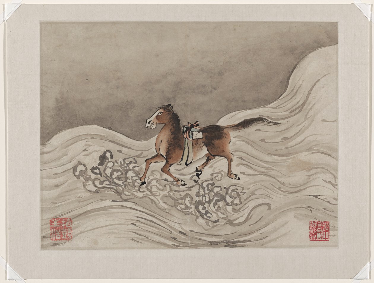 Pittura con le dita, da un album di dieci da Gao Qipei