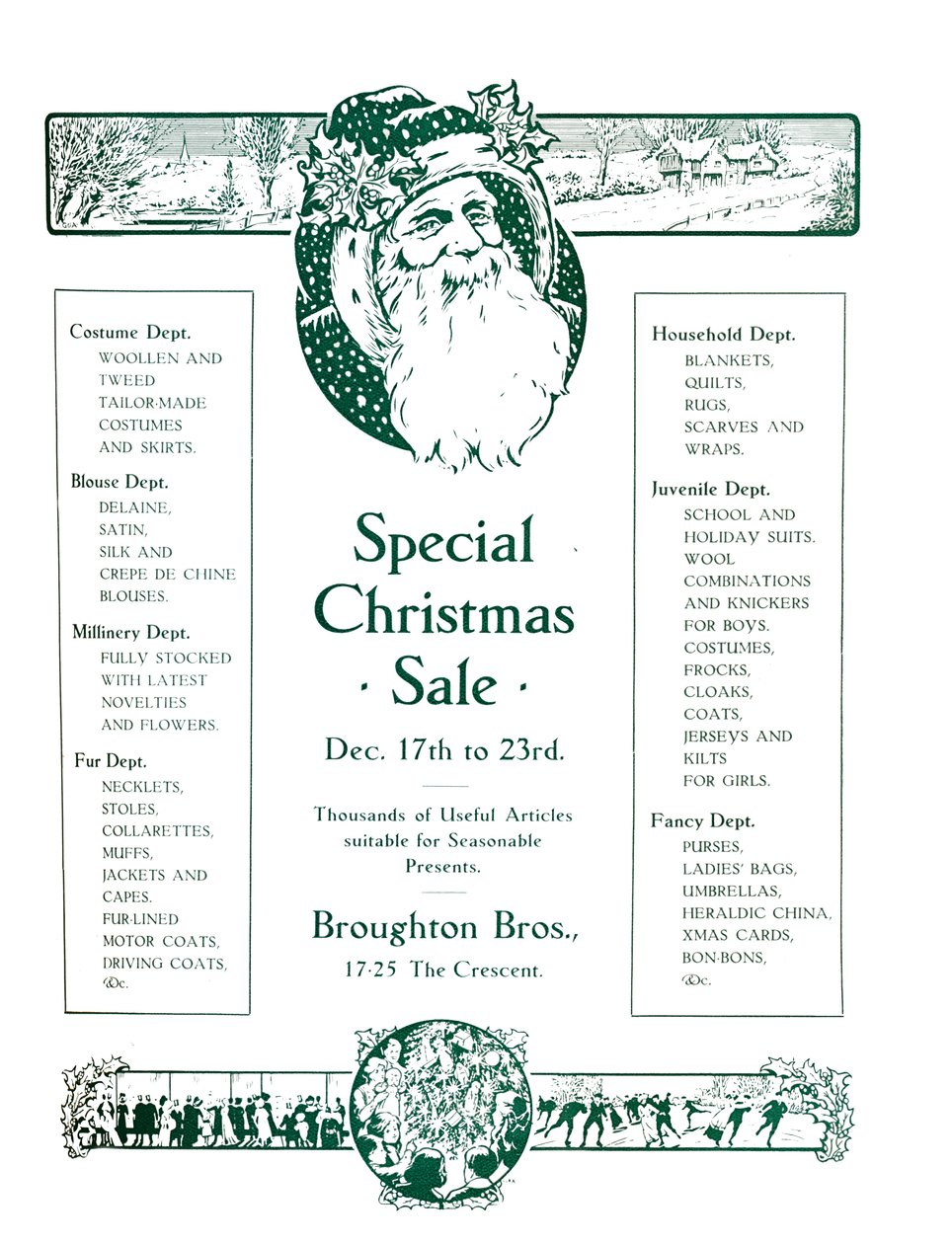 Pubblicità per Broughton Bros. - Vendita speciale di Natale, 1917 da Garratt and Atkinson