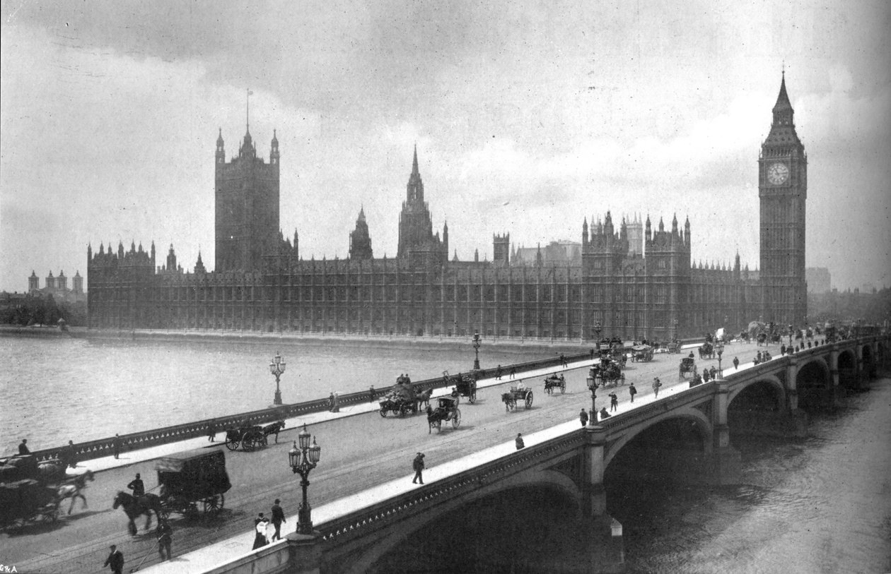 Case del Parlamento e Ponte di Westminster, 1919 da Garratt and Atkinson