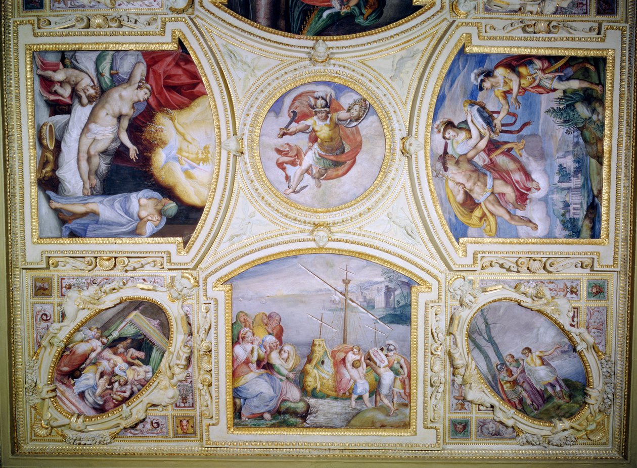 Dipinto del soffitto che raffigura la storia di Perseo e Danae da Gaspar Becerra