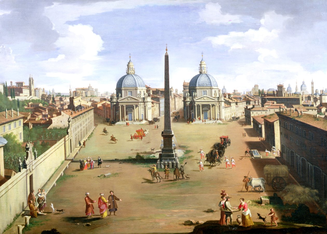Veduta di Piazza del Popolo a Roma da Gaspar van Wittel