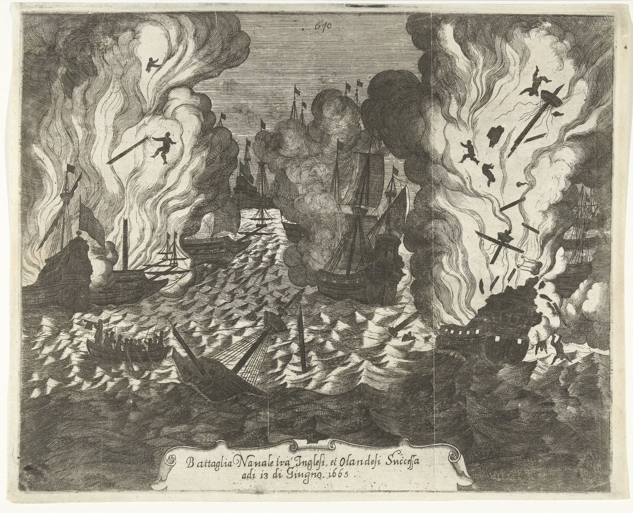 Battaglia navale presso Lowestoft, 1665 da Gaspar Bouttats (attributed to)