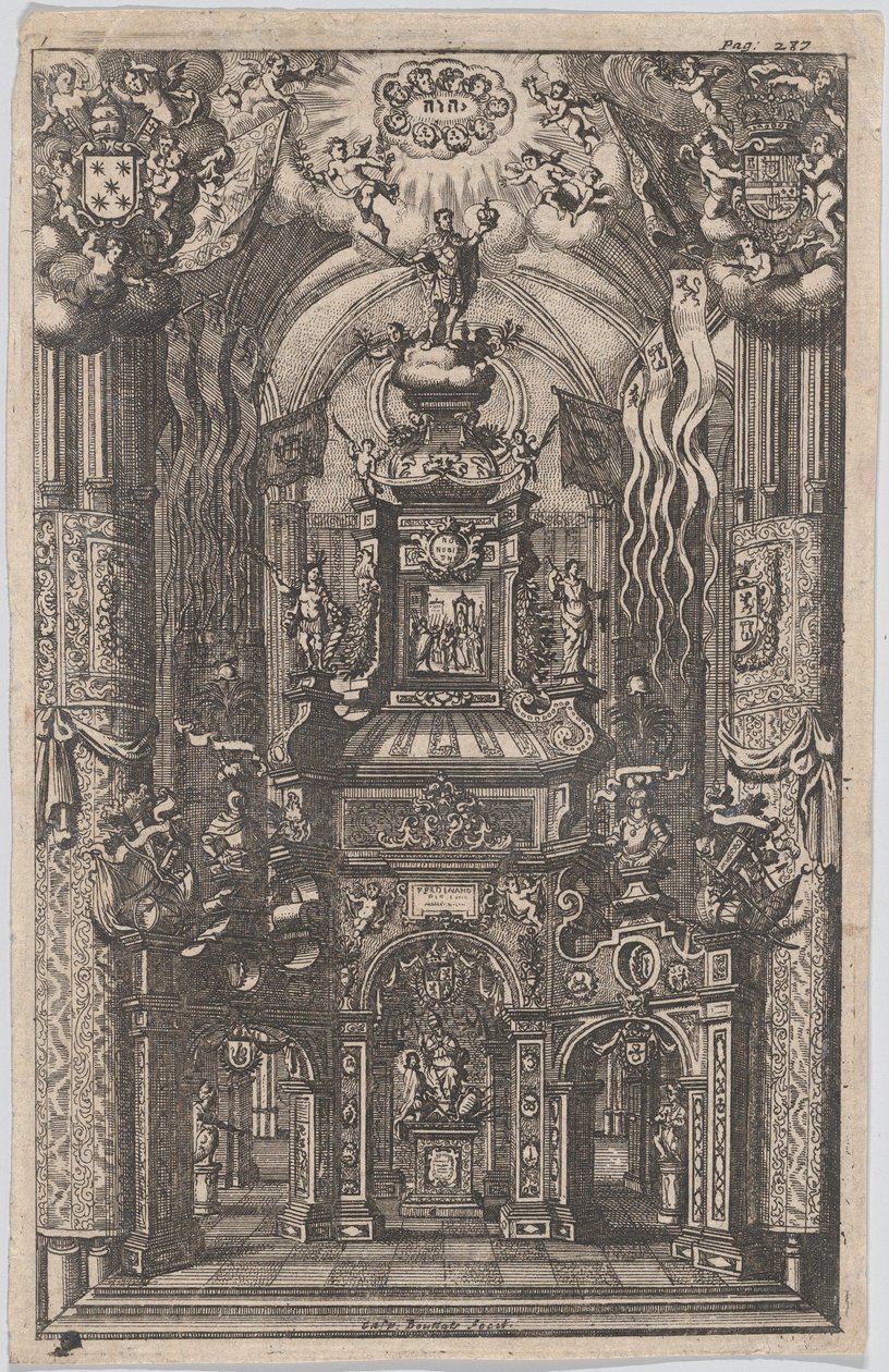 Catafalco per Ferdinando, da un libro non identificato, ca. 1660-95 da Gaspar Bouttats
