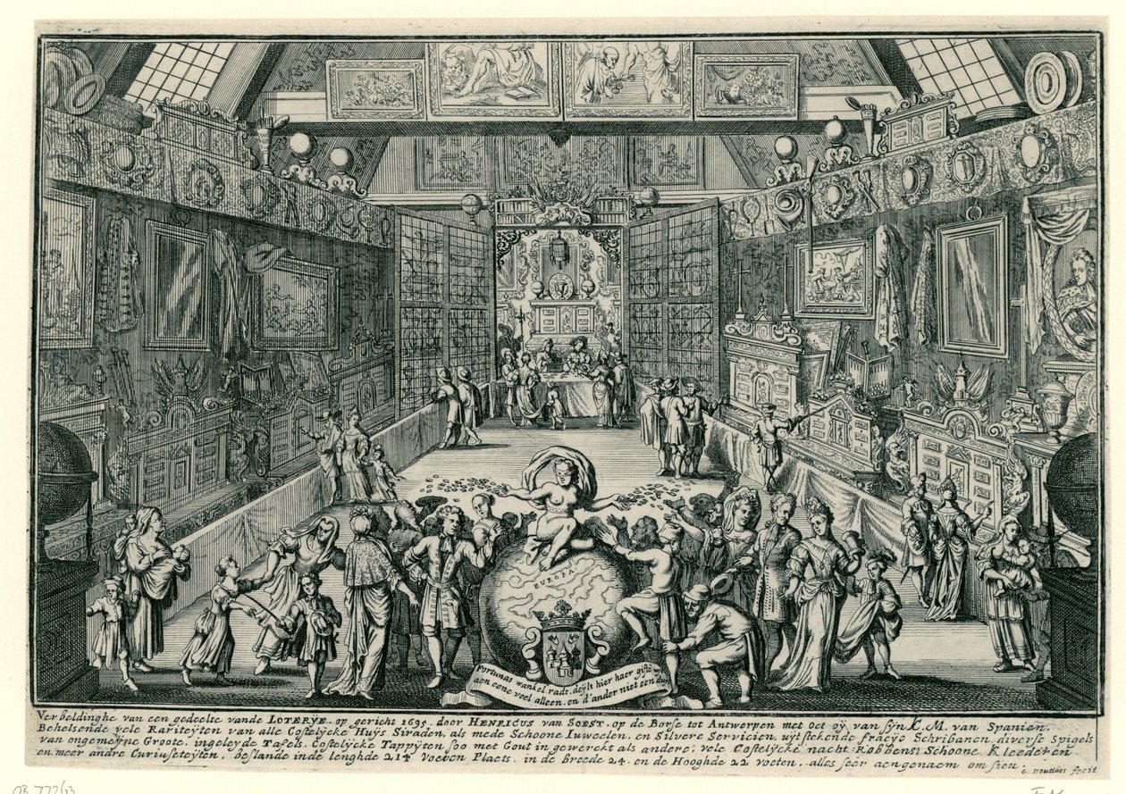 La lotteria di Henricus van Soest ad Anversa, 1695 da Gaspar Bouttats