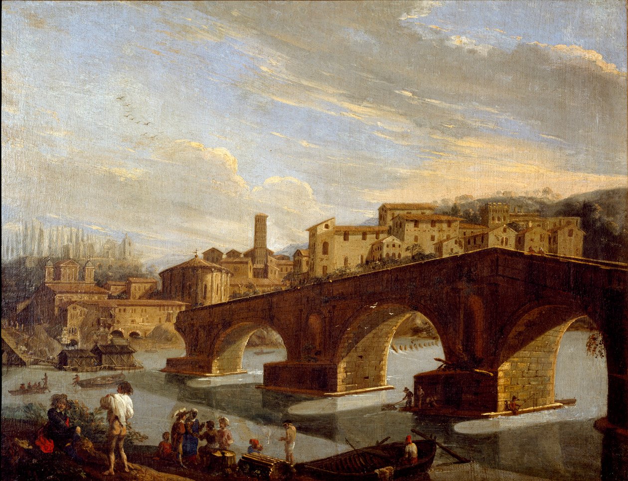 Veduta del Tevere al livello del ponte rotto a Roma da Gaspar van Wittel