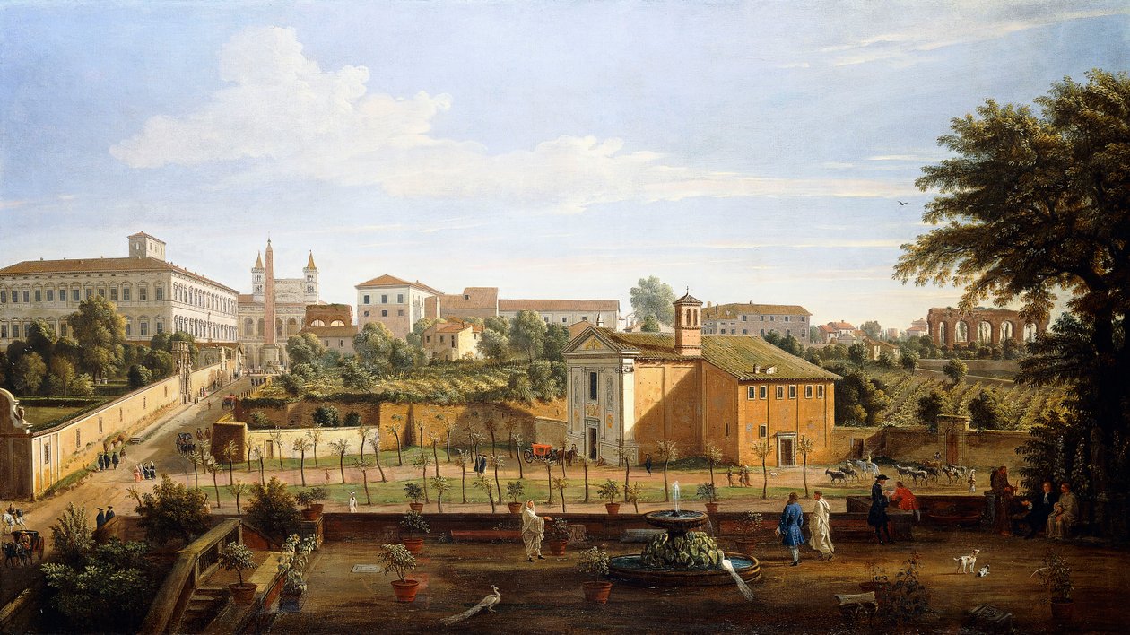 La chiesa dei SS. Marcellino e Pietro, dalla Vigna Ciccolini da Gaspar van Wittel