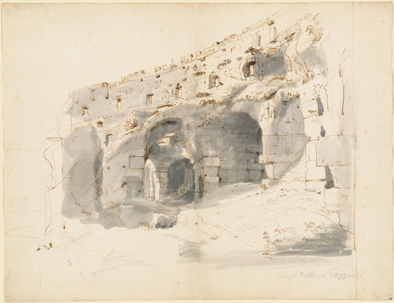 Le rovine di un antico anfiteatro da Gaspar van Wittel