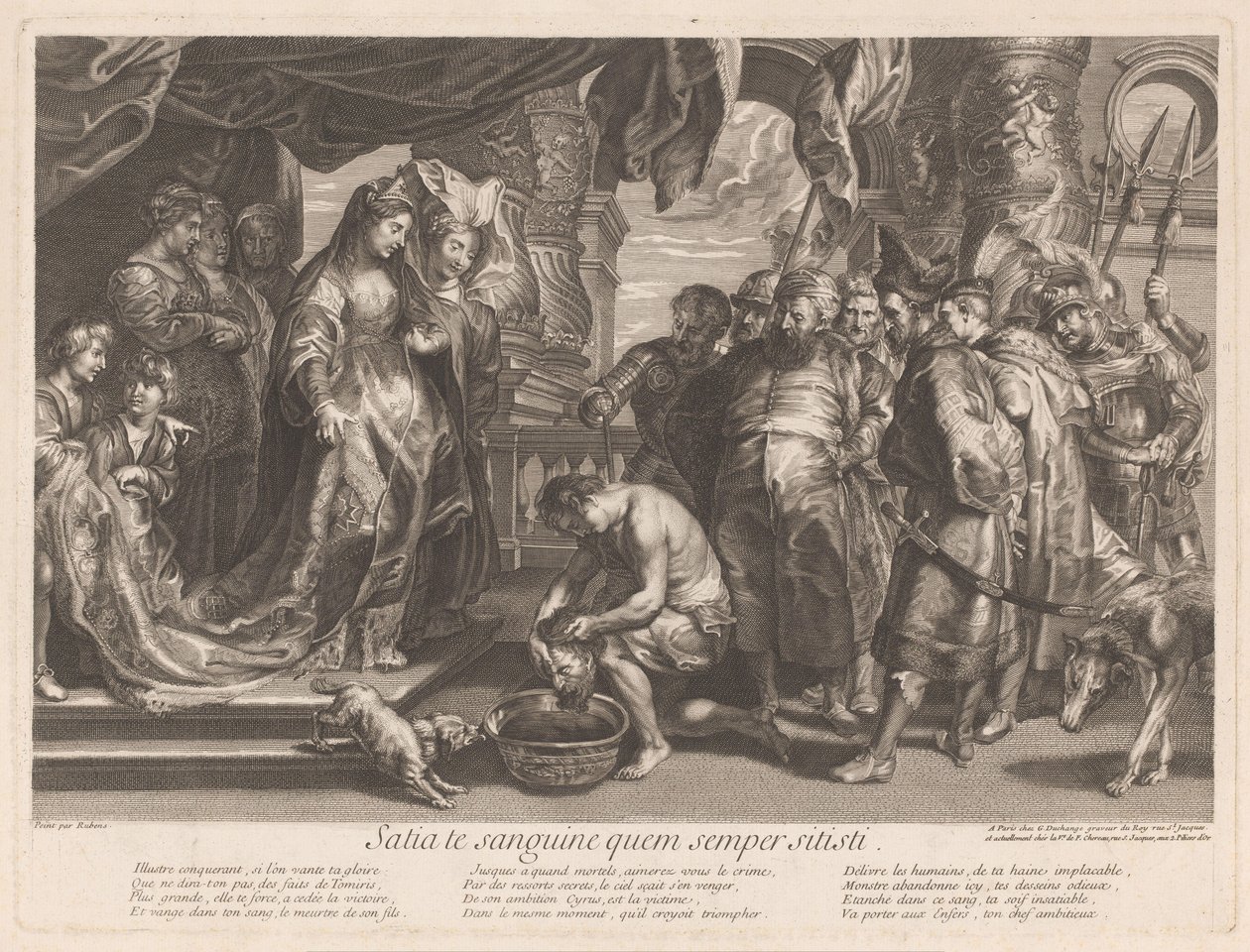 Tomiri immerge la testa di Ciro in una ciotola di sangue da Gaspard Duchange (attributed to)
