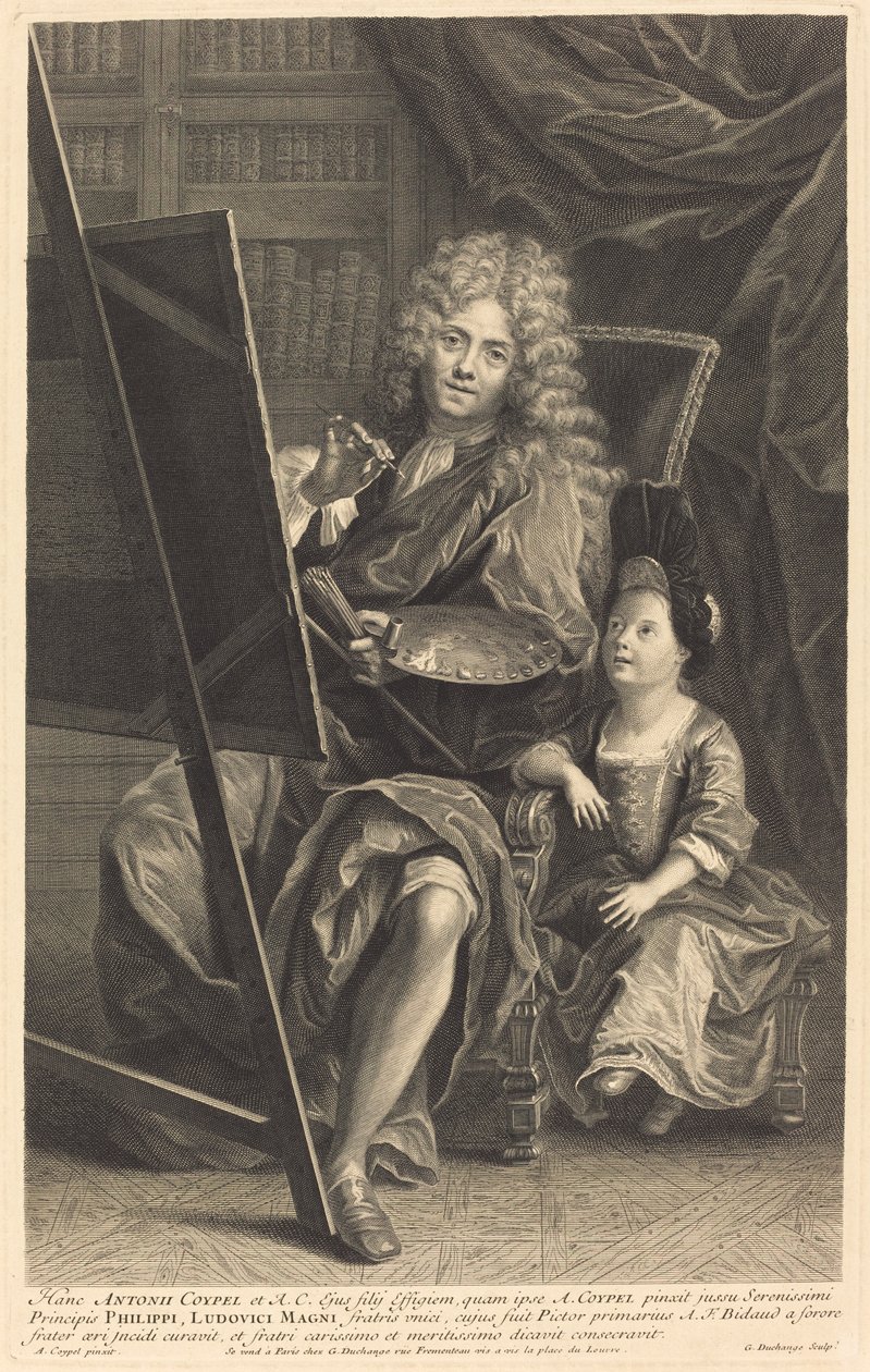 Antoine Coypel e suo figlio da Gaspard Duchange after Antoine Coypel