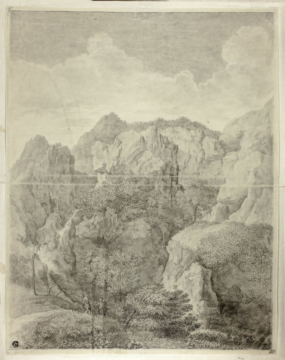 Paesaggio montano con due figure in primo piano da Gaspard Dughet