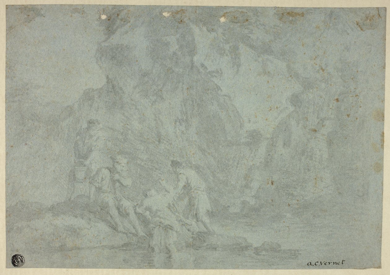 Paesaggio roccioso con figure da Gaspard Dughet