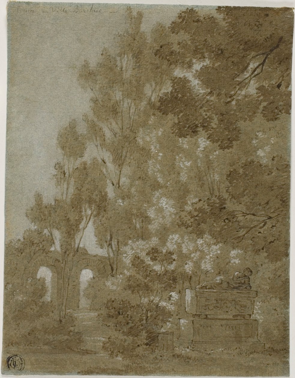 Veduta degli archi diroccati e della tomba di Villa Borghese da Gaspard Dughet