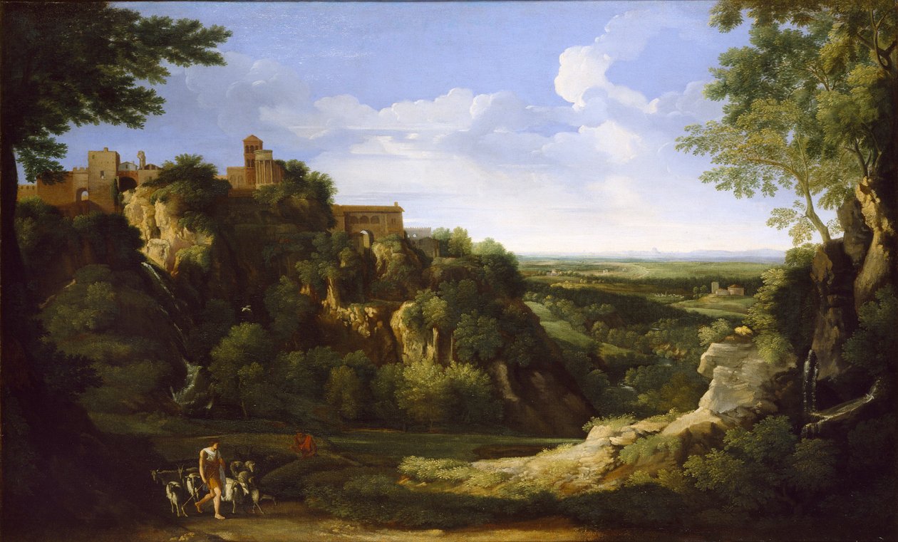 Veduta di Tivoli con Roma in lontananza, fine 1650s da Gaspard Dughet